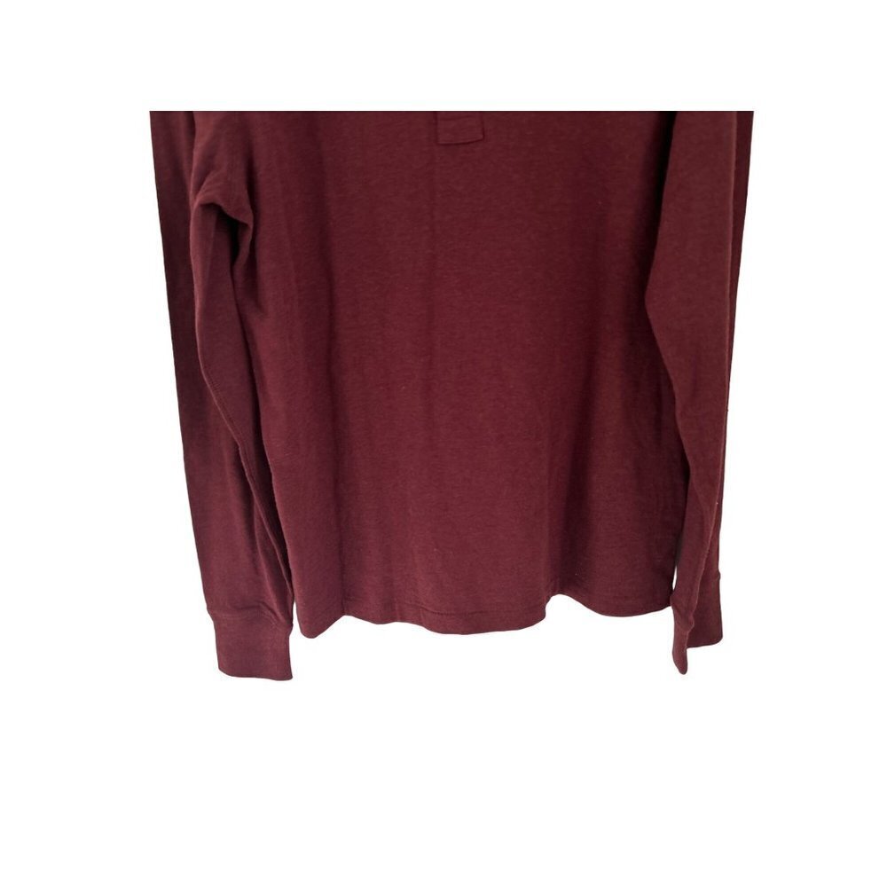 J.CREW Henley Cotton Long Sleeve Burgundy Size Med - Picture 6 of 9